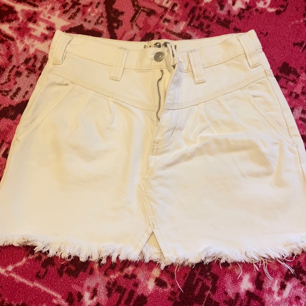 white denim free people skirt